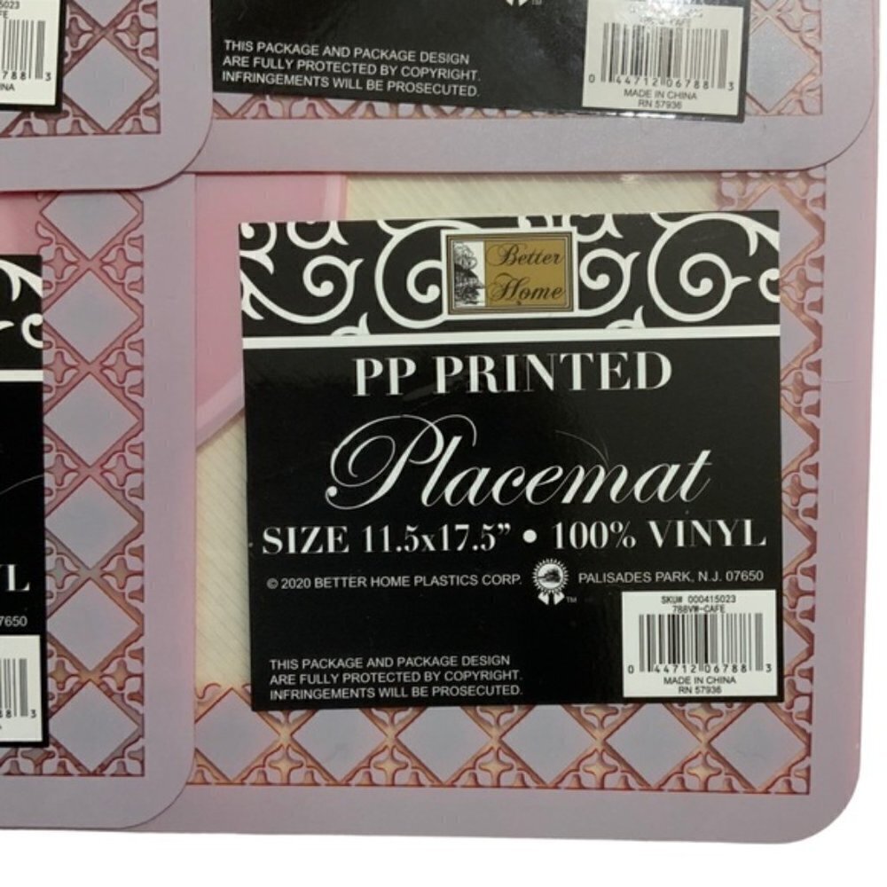 Placemats Coffee Theme Frosted Clear Indoor Outdoor Rectangle 11.5 X 17.5 in - Picture 3 of 6
